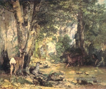  fontaine Kunst - der Schutz des Reh am Strom von Plaisir Fontaine Doubs realistischer Maler Gustave Courbet
